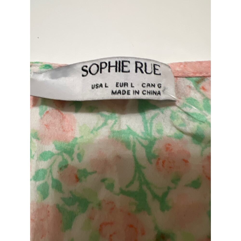Sophie Rue Floral Print Tie Back Peplum Deep Front V-Neck Blouse Top NWT Size L - Picture 8 of 10